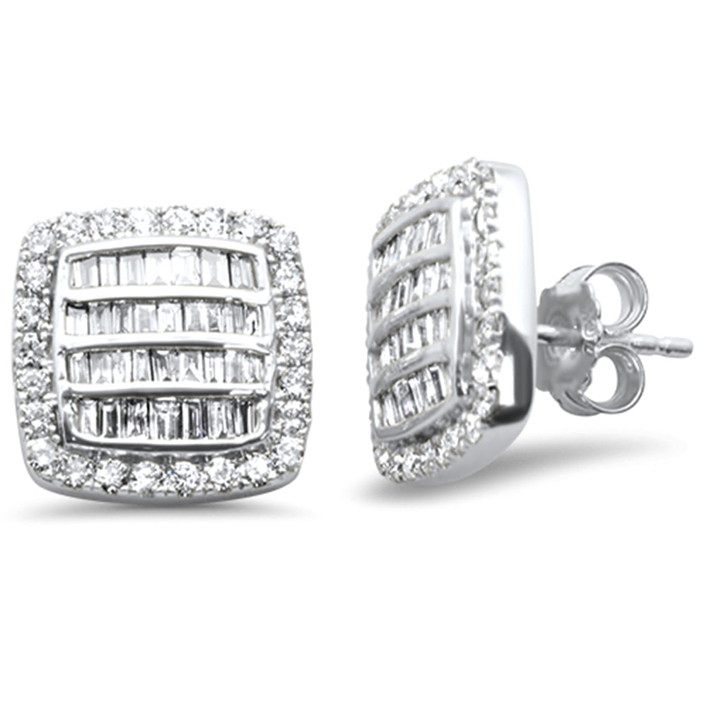 10K WHITE OR YELLOW GOLD  1.35ct NATURAL DIAMOND BEGUETTE MEN'S SQUARE BIZ EARINGS