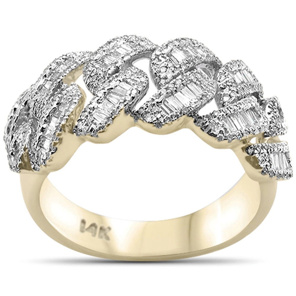 14K WHITE OR YELLOW GOLD .92ct NATURAL DIAMOND BAGUETTE & ROUND CUT MEN'S RING