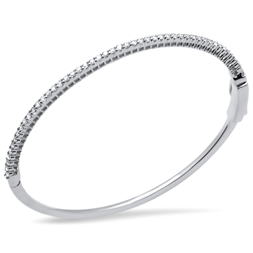 14K WHITE GOLD .91ct NATURAL DIAMOND BANGLE BRACELET