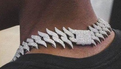 14K WHITE GOLD 22.42ct NATURAL DIAMONDS SPIKED CUBAN LINK NECKLACE 22"