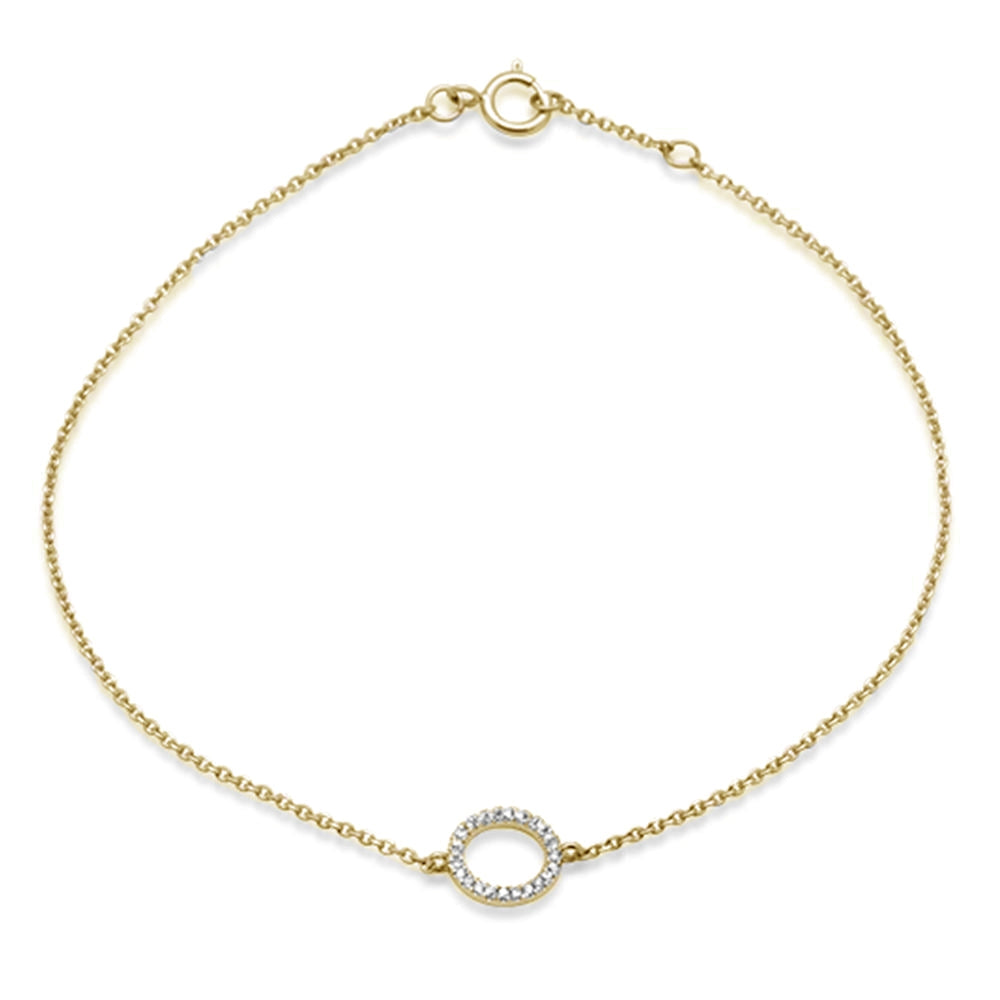 14K WHITE or YELLOW GOLD .07ct NATURAL DIAMOND CIRCLE BRACELET 6"+ 1" Ext