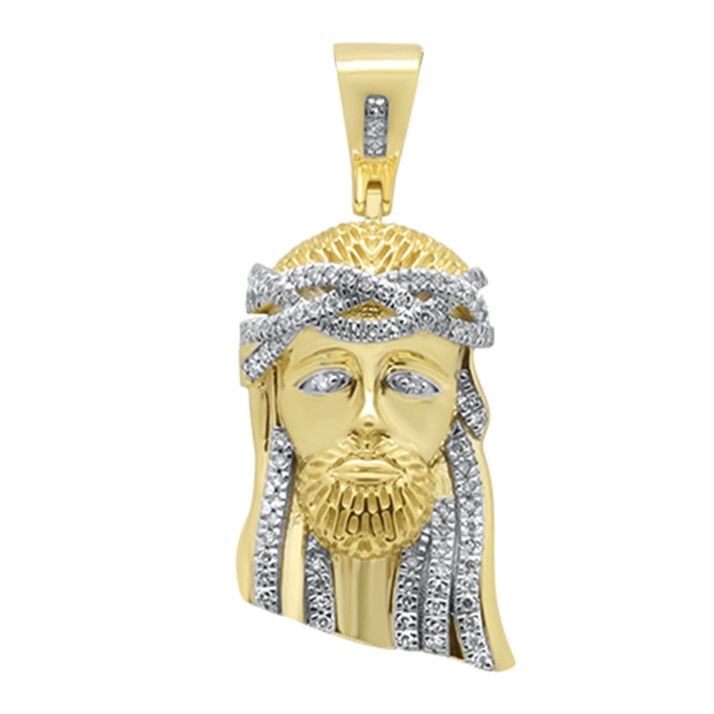 10K WHITE, YELLOW, or ROSE GOLD .22ct NATURAL DIAMOND JESUS PENDANT