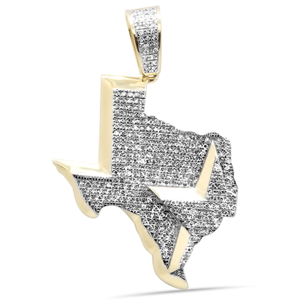 10K Yellow Gold & .76ct Diamond Custom "Lone Star Sate" Texas Pendant 
